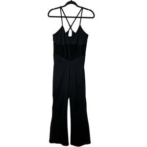 Victoria's Secret Black Cloud Flared Full Length Jumpsuit Corset Inspired Large